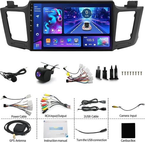 Android 13 Car Radio for Toyota RAV4 2007-2012 with Wireless CarPlay/Android Auto, 9'' IPS HD Touch Screen 2+32G Radio with WiFi/SWC/GPS Navigation/Bluetooth/Mirror Link/FM/RDS/USB/Backup Camera/Mic in Saudi Arabia
