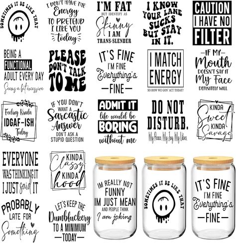 UV DTF Cup Wraps, 20 Sheets Funny Sarcasm UV DTF Cup Wraps for 16 oz, Humorous Sarcastic Uvdtf Transfer Stickers for Glass Coffee Cups, Laptop, Mobile Phone Case, Skateboard DIY Crafts in Saudi Arabia