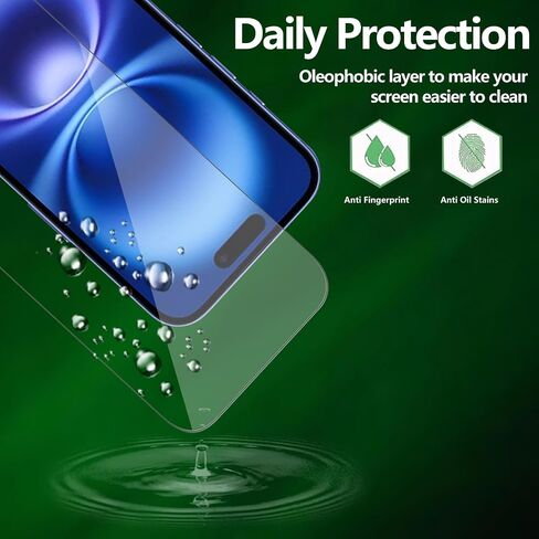 2 Pack for iPhone 16 Plus/iPhone 15 Plus Screen Protector, Tempered-Glass, Micro-curved Edges, Case Friendly, Bubble Free, HD Clear, Easy Installation in Saudi Arabia