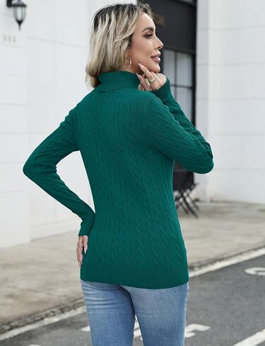 LOMON Women's Turtleneck Sweaters Cable Knit Long Sleeve Casual Slim Fit Pullover Fall Tops in Saudi Arabia