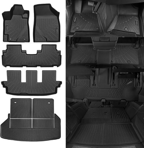Naibeve Floor Mats for 2008-2013 Toyota Highlander - All Weather for Toyota Highlander Floor Mats Liners 3 Row & Cargo Liner & Seats Back Cover Behind The 3rd Row in Kuwait