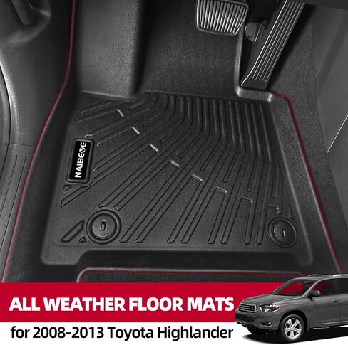 Naibeve Floor Mats for 2008-2013 Toyota Highlander - All Weather for Toyota Highlander Floor Mats Liners 3 Row & Cargo Liner & Seats Back Cover Behind The 3rd Row in Kuwait