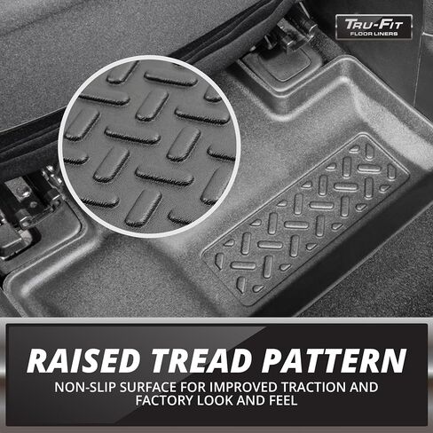 Tru -Fit All Weather Rugged Floor Liner - الخلفية - يناسب Jeep Wrangler JK 2007-2018 - يحمي من الأوساخ والثلوج والطين والانسكابات in Saudi Arabia