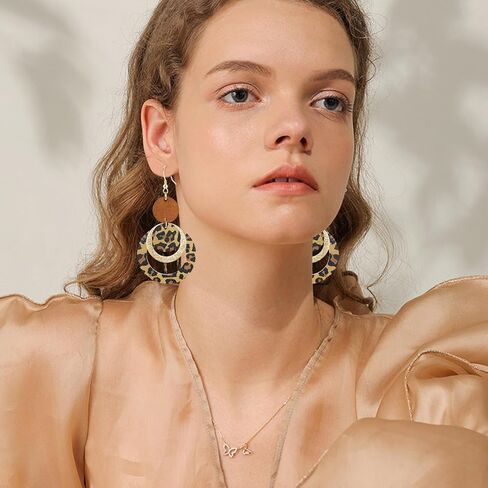 بوهيميان بوهيميا بو دائرة دائرة دائرة إسقاط قطرة خفيفة الوزن الطبيعة الخشبية قرص النمر بطبعة الخطاف للنساء in Kuwait