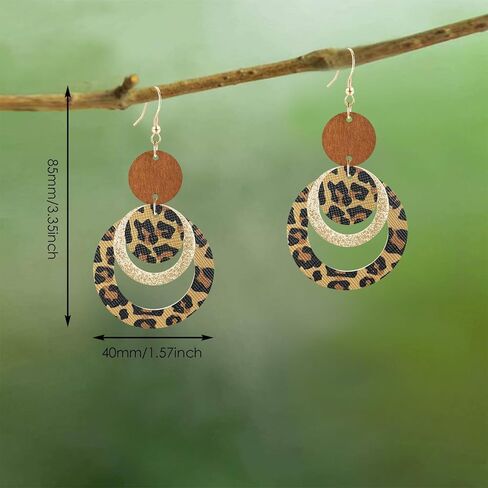 بوهيميان بوهيميا بو دائرة دائرة دائرة إسقاط قطرة خفيفة الوزن الطبيعة الخشبية قرص النمر بطبعة الخطاف للنساء in Kuwait