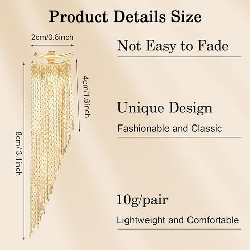 Gold Tassel Dangle Earrings for Women Sparkly Gold Fringe Earrings Drop & Dangle Ear Accessories for Wedding Prom Party in Saudi Arabia