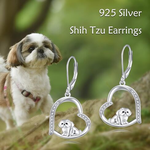 YAFEINI Shih Tzu Gift 925 Sterling Silver Shih Tzu Dangle and Drop Earrings Shih Tzu Dog Jewelry for Women Shih Tzu Lovers in Saudi Arabia