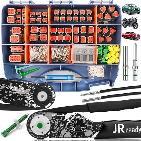 JRready DW5007-02 Deutsch Connector, DT 2 3 4 6 8 12 Pin Waterproof IP68 Electrical Connector with Automotive Solid Contacts, Deutsch Terminal Crimp Tool Size 12-22AWG, Pin Removal Tool in Saudi Arabia