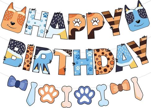 KatchOn, Happy Birthday Banner Dog - 10 Feet, No DIY | Blue Birthday Banner Dog for Dog Birthday Decorations | Dog Themed Birthday Party Decorations, Puppy Party Decor | Dog Birthday Party Supplies in Saudi Arabia