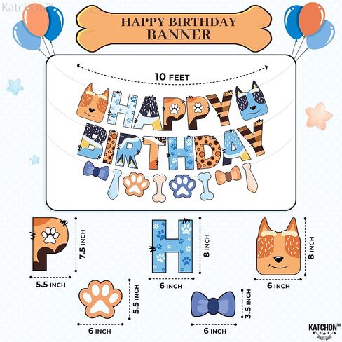 KatchOn, Happy Birthday Banner Dog - 10 Feet, No DIY | Blue Birthday Banner Dog for Dog Birthday Decorations | Dog Themed Birthday Party Decorations, Puppy Party Decor | Dog Birthday Party Supplies in Saudi Arabia