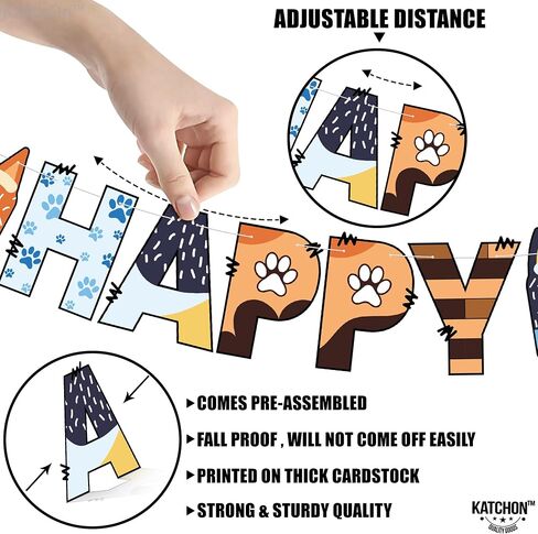 KatchOn, Happy Birthday Banner Dog - 10 Feet, No DIY | Blue Birthday Banner Dog for Dog Birthday Decorations | Dog Themed Birthday Party Decorations, Puppy Party Decor | Dog Birthday Party Supplies in Saudi Arabia