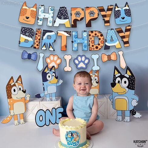 KatchOn, Happy Birthday Banner Dog - 10 Feet, No DIY | Blue Birthday Banner Dog for Dog Birthday Decorations | Dog Themed Birthday Party Decorations, Puppy Party Decor | Dog Birthday Party Supplies in Saudi Arabia