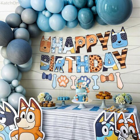 KatchOn, Happy Birthday Banner Dog - 10 Feet, No DIY | Blue Birthday Banner Dog for Dog Birthday Decorations | Dog Themed Birthday Party Decorations, Puppy Party Decor | Dog Birthday Party Supplies in Saudi Arabia