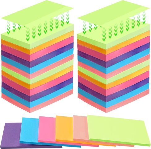 Kajaia 24 Pads Full Adhesive Sticky Notes Colorful Sticky Notes Adhesive Memo Self Stick Pads Easy to Post for Office Home School Meetings Supplies 6 Pastel Colors 80 Sheets/pad(3x3 Inches) in Saudi Arabia