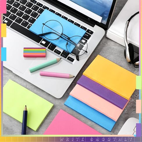 Kajaia 24 Pads Full Adhesive Sticky Notes Colorful Sticky Notes Adhesive Memo Self Stick Pads Easy to Post for Office Home School Meetings Supplies 6 Pastel Colors 80 Sheets/pad(3x3 Inches) in Saudi Arabia