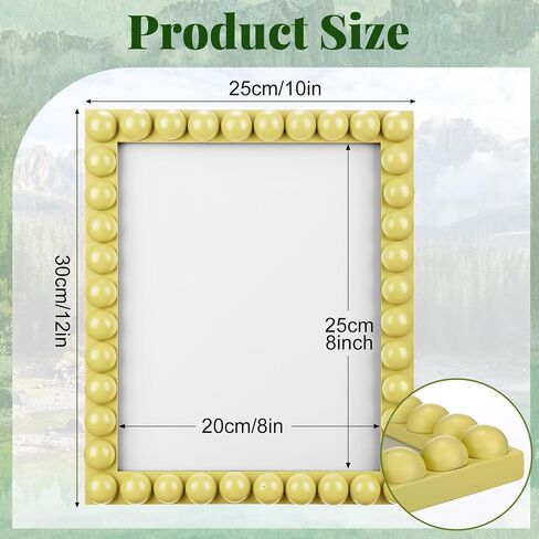 8 x 10 Wooden Beaded Picture Frame Set Boho Farmhouse Photo Frame Birthday Wedding Anniversaries Gift for Vintage Rustic Wall and Tabletop Display Decorative(Yellow) in Saudi Arabia
