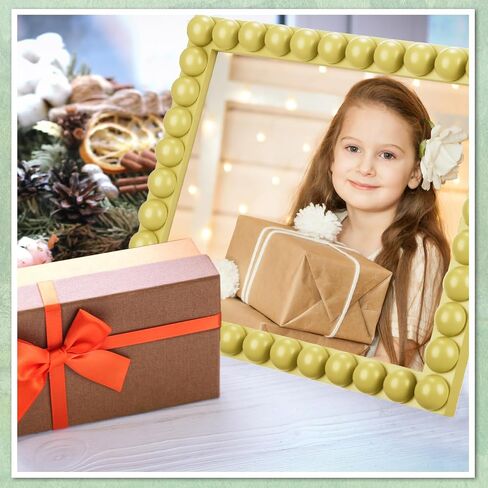 8 x 10 Wooden Beaded Picture Frame Set Boho Farmhouse Photo Frame Birthday Wedding Anniversaries Gift for Vintage Rustic Wall and Tabletop Display Decorative(Yellow) in Saudi Arabia