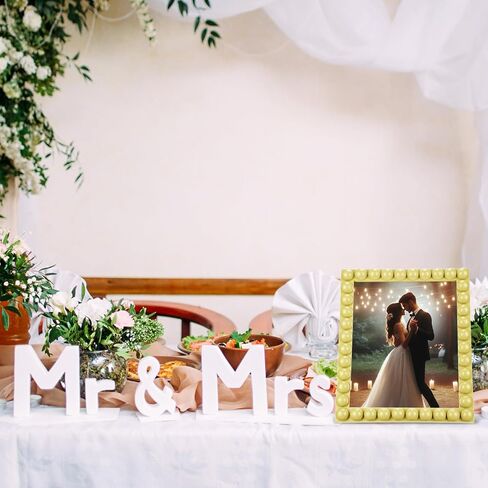 8 x 10 Wooden Beaded Picture Frame Set Boho Farmhouse Photo Frame Birthday Wedding Anniversaries Gift for Vintage Rustic Wall and Tabletop Display Decorative(Yellow) in Saudi Arabia