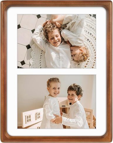 Golden State Art, 5x7 Collage Picture Frame - Solid Wood with Real Glass - Multi Picture Frame for (2) 5x7 Photos or One 8.5x11 Print - Rounded Corner Design - Collage Wall Decor - Brown in Saudi Arabia