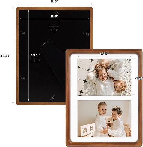 Golden State Art, 5x7 Collage Picture Frame - Solid Wood with Real Glass - Multi Picture Frame for (2) 5x7 Photos or One 8.5x11 Print - Rounded Corner Design - Collage Wall Decor - Brown in Saudi Arabia