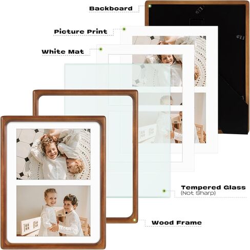 Golden State Art, 5x7 Collage Picture Frame - Solid Wood with Real Glass - Multi Picture Frame for (2) 5x7 Photos or One 8.5x11 Print - Rounded Corner Design - Collage Wall Decor - Brown in Saudi Arabia