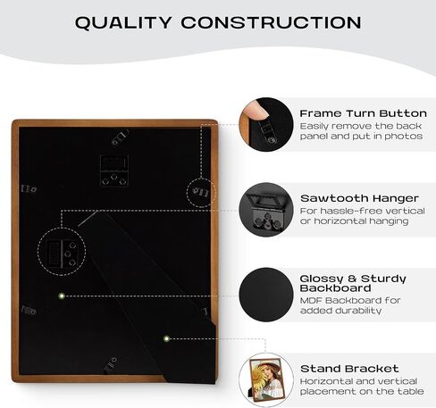 Golden State Art, 5x7 Collage Picture Frame - Solid Wood with Real Glass - Multi Picture Frame for (2) 5x7 Photos or One 8.5x11 Print - Rounded Corner Design - Collage Wall Decor - Brown in Saudi Arabia