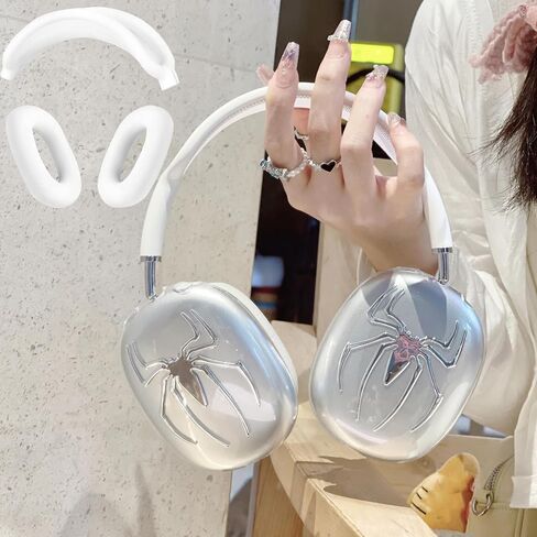 Bling Spider for AirPods Max Cover - 3 in 1 Luxurious Rhinestones Glittering Web Headphones Case for AirPods Max Ear Cups Cover Protective Accessories with Sweat-Proof Ear Pad Covers/Headband Covers in Saudi Arabia