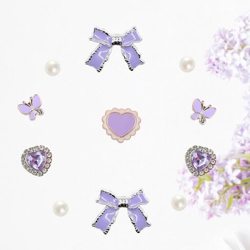 YMO Bling Purple Shoe Charms for Women ، Sandals Rahinestons Rhinestons Sharms ، Flower Pearl Cute Sharms Chair insories لعيد ميلاد الحفلات in Kuwait