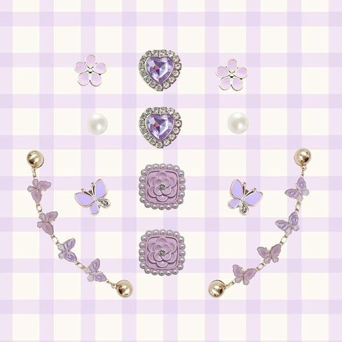 YMO Bling Purple Shoe Charms for Women ، Sandals Rahinestons Rhinestons Sharms ، Flower Pearl Cute Sharms Chair insories لعيد ميلاد الحفلات in Kuwait