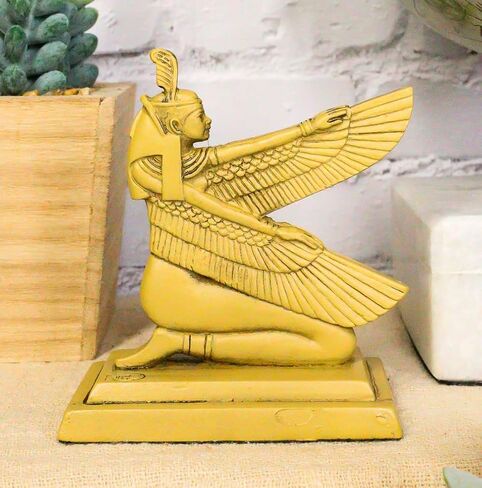 Ebros Ancient Egyptian Hieroglyphic Kneeling Winged Goddess Maat Mini Figurine 3.25" High Gods And Goddesses Of Egypt Miniature Hieroglyph Decor Sculpture Collectible Deity Of Truth And Justice Statue in Saudi Arabia