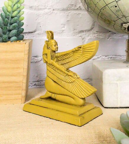 Ebros Ancient Egyptian Hieroglyphic Kneeling Winged Goddess Maat Mini Figurine 3.25" High Gods And Goddesses Of Egypt Miniature Hieroglyph Decor Sculpture Collectible Deity Of Truth And Justice Statue in Saudi Arabia