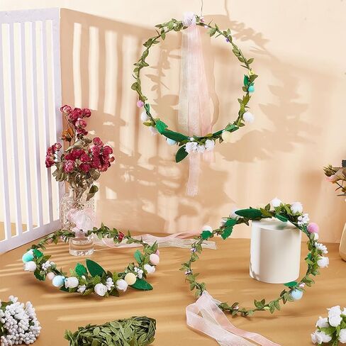 INFUNLY 20pcs Flower Crown Making Kit - Handmade Floral Crown Garland Kit - Make Your Own Wreath, Headband, Hair Accessories - Gift for Wedding, Birthday Party Favour - DIY Arts & Crafts in Kuwait
