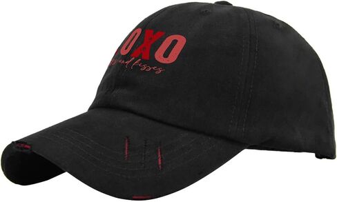 XOXO Hugs and Kisses Valentines Day Hat for Mens Washed Distressed Baseball Caps Trendy Washed Hiking Hats Breathable in Saudi Arabia
