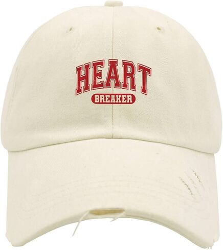 Heart Breaker Valentines Day Hats for Mens Washed Distressed Baseball Caps Aesthetic Washed Workout Hat Breathable in Saudi Arabia