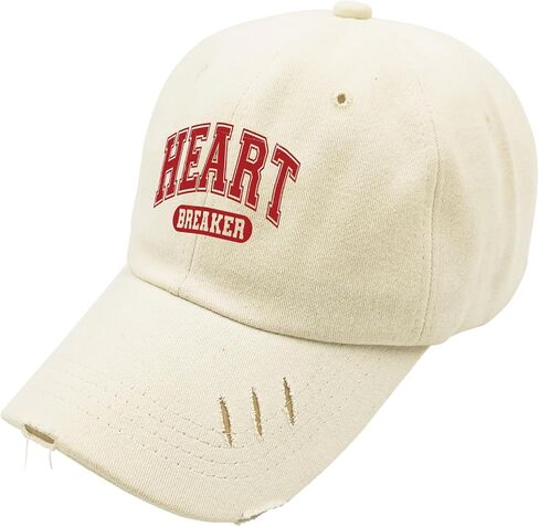 Heart Breaker Valentines Day Hats for Mens Washed Distressed Baseball Caps Aesthetic Washed Workout Hat Breathable in Saudi Arabia