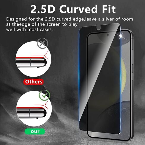 2+2 Pack Privacy Screen Protector Designed for Samsung Galaxy S25 With 2 Pack Camera Lens Protector,Full Coverage Anti-Spy Tempered Glass Film,9H Hardness,Bubble Free,Easy to Install in Saudi Arabia