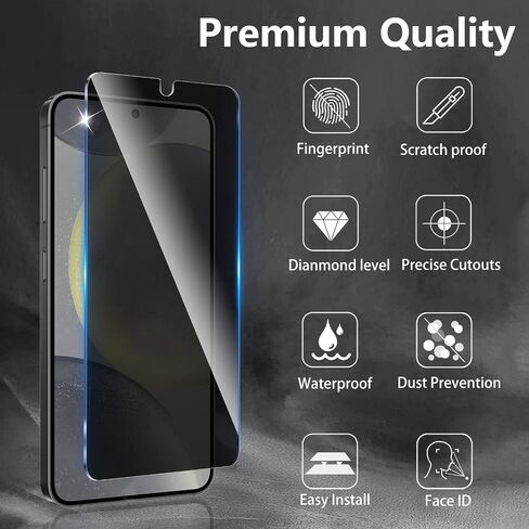 2+2 Pack Privacy Screen Protector Designed for Samsung Galaxy S25 With 2 Pack Camera Lens Protector,Full Coverage Anti-Spy Tempered Glass Film,9H Hardness,Bubble Free,Easy to Install in Saudi Arabia