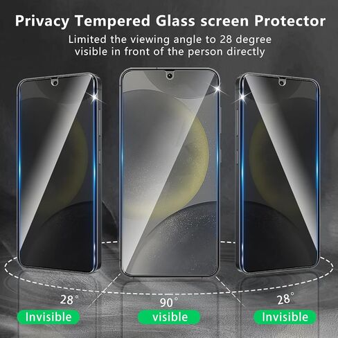 2+2 Pack Privacy Screen Protector Designed for Samsung Galaxy S25 With 2 Pack Camera Lens Protector,Full Coverage Anti-Spy Tempered Glass Film,9H Hardness,Bubble Free,Easy to Install in Saudi Arabia