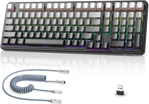 Attack Shark X98 Wireless Mechanical Keyboard,Gasket Hot Swappable Custom Keyboard,Bluetooth 5.0/2.4G/Wired,Linear Blueberry Switches, PBT Keycaps RGB Backlit with Coiled Cable-Black in Saudi Arabia