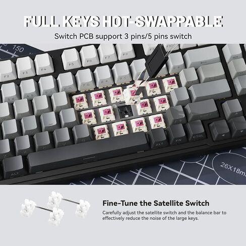 Attack Shark X98 Wireless Mechanical Keyboard,Gasket Hot Swappable Custom Keyboard,Bluetooth 5.0/2.4G/Wired,Linear Blueberry Switches, PBT Keycaps RGB Backlit with Coiled Cable-Black in Saudi Arabia