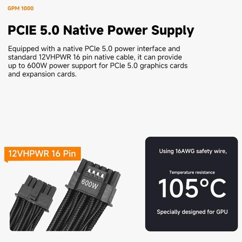 GPM850 Fully Modular Low-Noise Power Supply - ATX 3.1 & PCIe 5.0 Compliant - 105°C-Rated Capacitors - 80 Plus Gold Efficiency PFC+DC to DC in Saudi Arabia