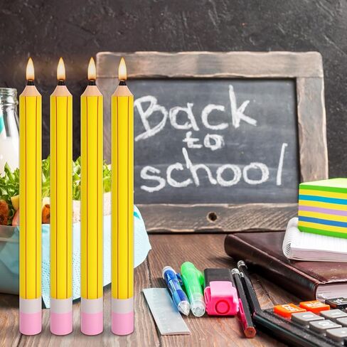 8pcs شموع تفتق قلم رصاص 10 بوصة لطيف شمعة غير معقدة للعودة إلى المدرسة الفصول الدراسية ديكور الطاولة in Saudi Arabia