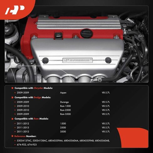 A-Premium Left & Right Exhaust Manifold Kit with Gasket & Nuts & Bolts [5.7L] Compatible with Ram, Dodge & Chrysler - 1500 3500 11-12, 2500 11-13, Ram 1500 2500 09-10, Ram 3500 09, Durango, Aspen in Saudi Arabia