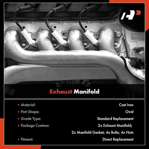A-Premium Left & Right Exhaust Manifold Kit with Gasket & Nuts & Bolts [5.7L] Compatible with Ram, Dodge & Chrysler - 1500 3500 11-12, 2500 11-13, Ram 1500 2500 09-10, Ram 3500 09, Durango, Aspen in Saudi Arabia
