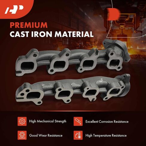 A-Premium Left & Right Exhaust Manifold Kit with Gasket & Nuts & Bolts [5.7L] Compatible with Ram, Dodge & Chrysler - 1500 3500 11-12, 2500 11-13, Ram 1500 2500 09-10, Ram 3500 09, Durango, Aspen in Saudi Arabia