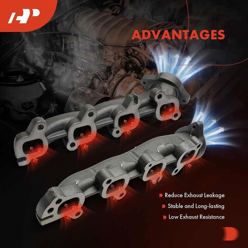 A-Premium Left & Right Exhaust Manifold Kit with Gasket & Nuts & Bolts [5.7L] Compatible with Ram, Dodge & Chrysler - 1500 3500 11-12, 2500 11-13, Ram 1500 2500 09-10, Ram 3500 09, Durango, Aspen in Saudi Arabia