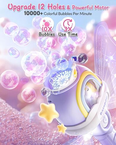 Bubble Wands for Girls Kids, Bubble Machine LED Light Princess Toys with 4 AA Batteries & 2 Solutions, Girl Stuff Outdoor Party Birthday Toys for Toddlers, Gift for 3 4 5 6 7 8 Year Old Girls in Saudi Arabia