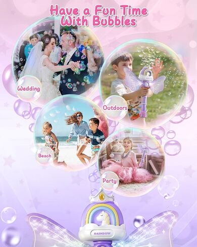 Bubble Wands for Girls Kids, Bubble Machine LED Light Princess Toys with 4 AA Batteries & 2 Solutions, Girl Stuff Outdoor Party Birthday Toys for Toddlers, Gift for 3 4 5 6 7 8 Year Old Girls in Saudi Arabia
