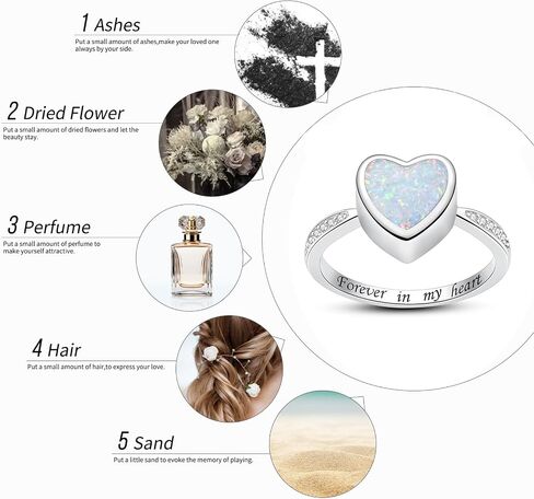 925 Sterling Silver Heart Urn Rings Hold Loved Ones Ashes Cremation Memorial Ring Keepsake Jewelry for Women for Human Ashes in Saudi Arabia