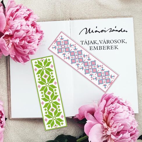 INFUNLY 6pcs Red Rose Cross Stitch Bookmark Kits DIY Sunflower Peach Blossom Embroidery Bookmark Kits for Beginners with Instruction Blue Flower Bookmark Making Kit for Book Lovers Readers Women Gifts in Saudi Arabia